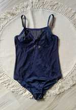Granatowe, koronkowe body z fiszbinami 40/42