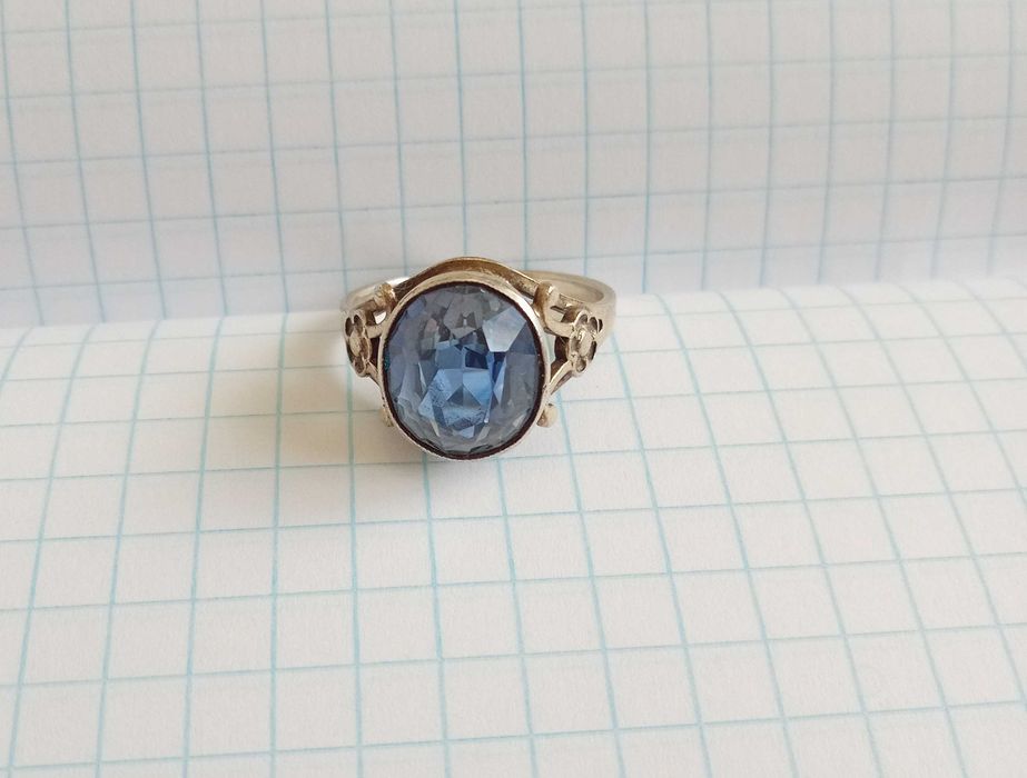 Вінтажний перстень кольцо з каменем аквамарин Срібло 875 Зірочка. СССР