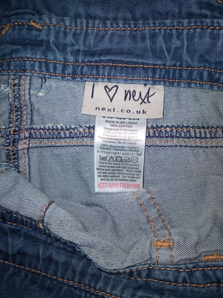 Ogrodniczki dziewczęce jeansowe marki Next rozmiar 6 lat
