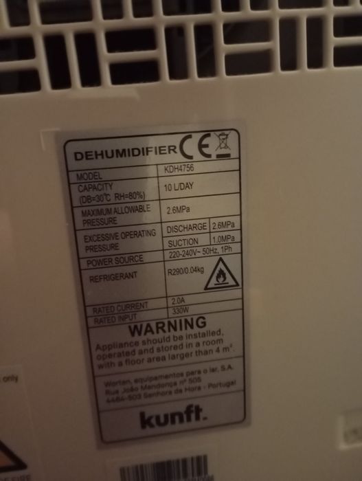 Desumidificador 10l kuft