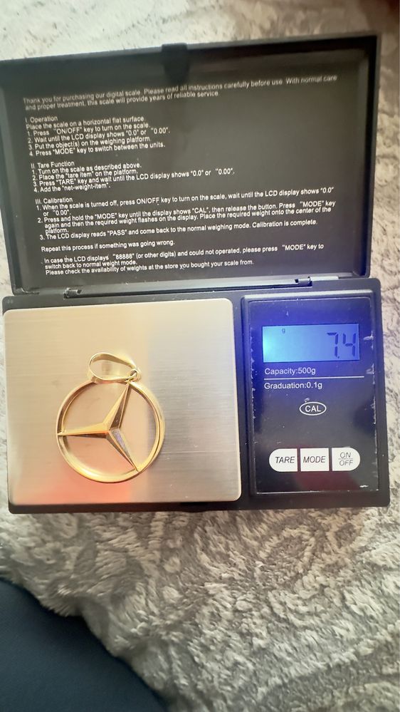 Unikalny Wisiorek Mercedes 7,4 g 14 karatowe złoto