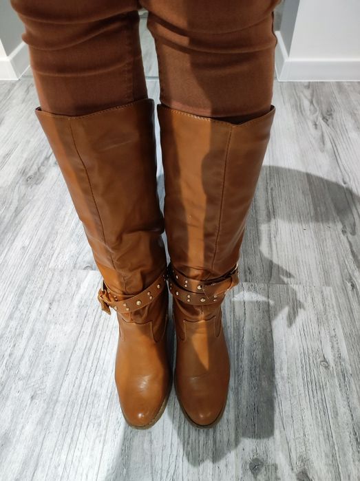 Kozaki buty kowbojki camel rudy ociemnie