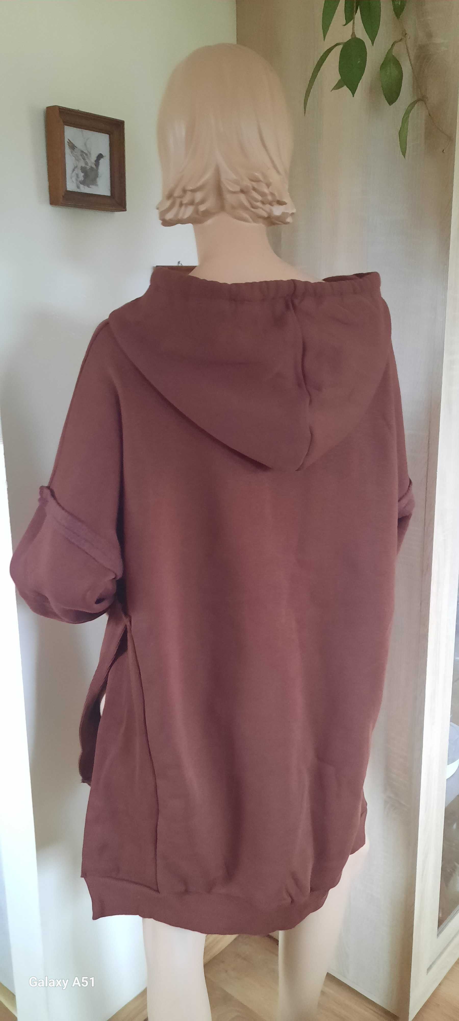 Bluza oversize rozcięcia po bokach kaptur