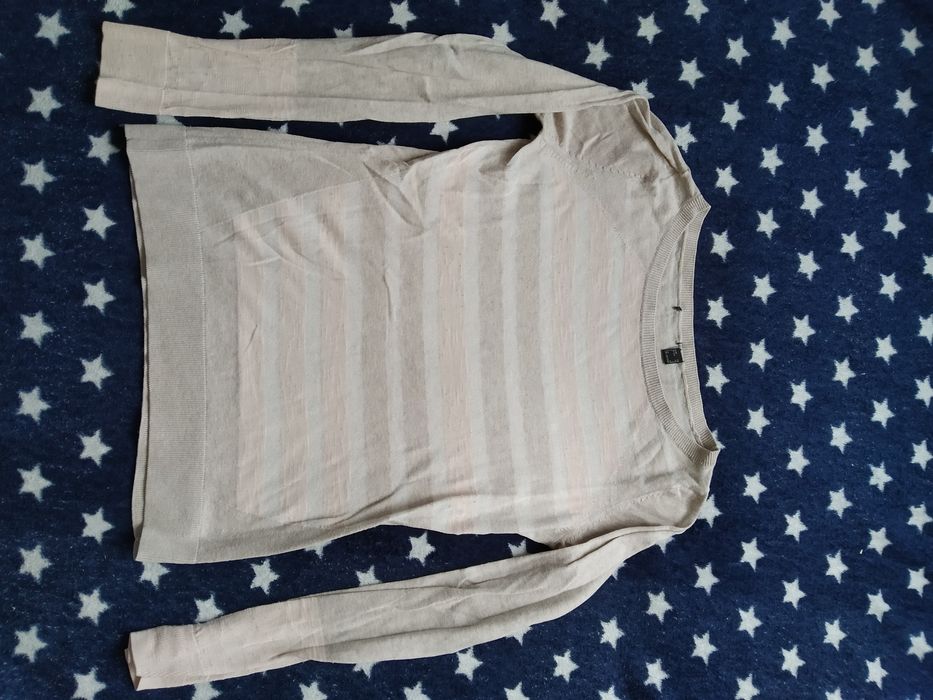 Sweterek damski w paski beżowy/ kremowy XS/s