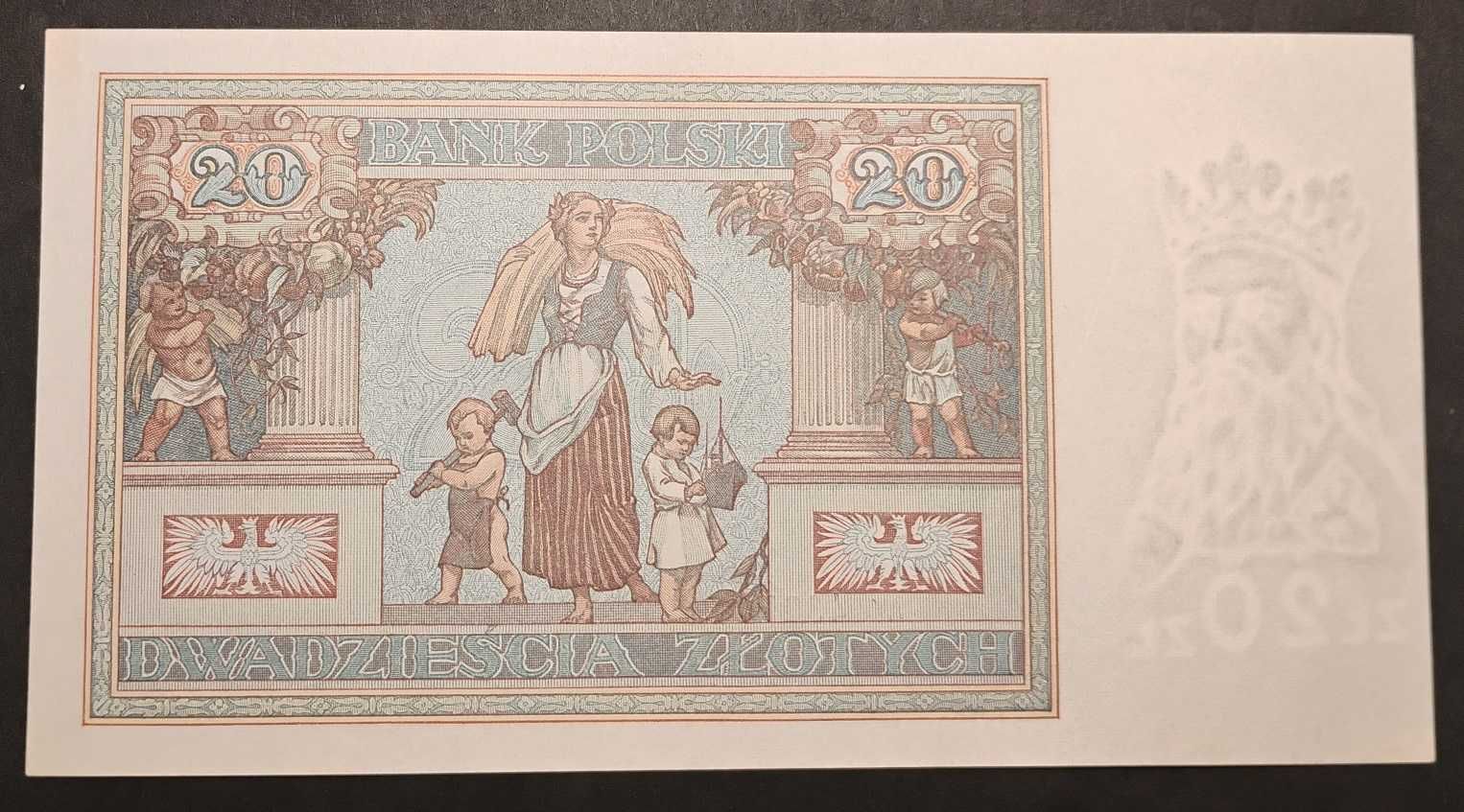 20 złotych 1931 r. AY. Pani Emilka czcionka 2,26 mm