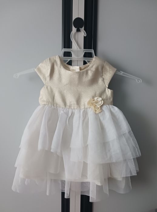 Sukienka okolicznościowa rozm. 74 / złota z tiulową spódnicą/ H&M