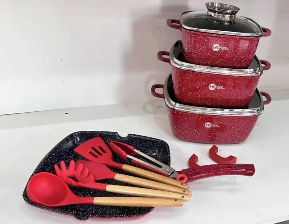 Кухонний набір посуду з антипригарним   покриттям  Червоний