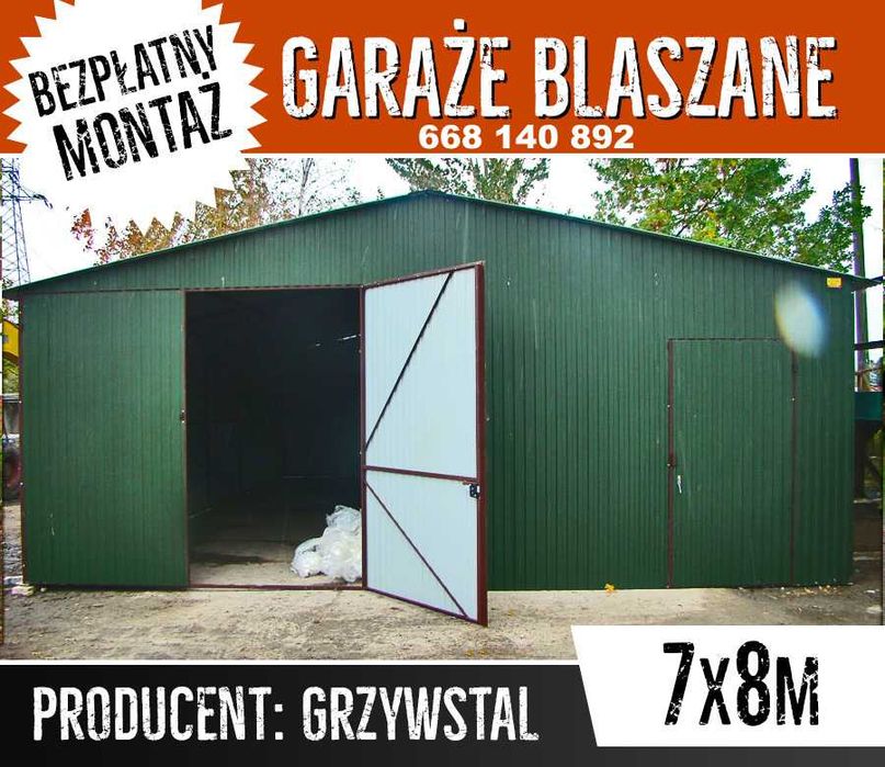 Zielony Garaż Blaszany Dwuspadowy | Garaże Blaszane - GRZYWSTAL