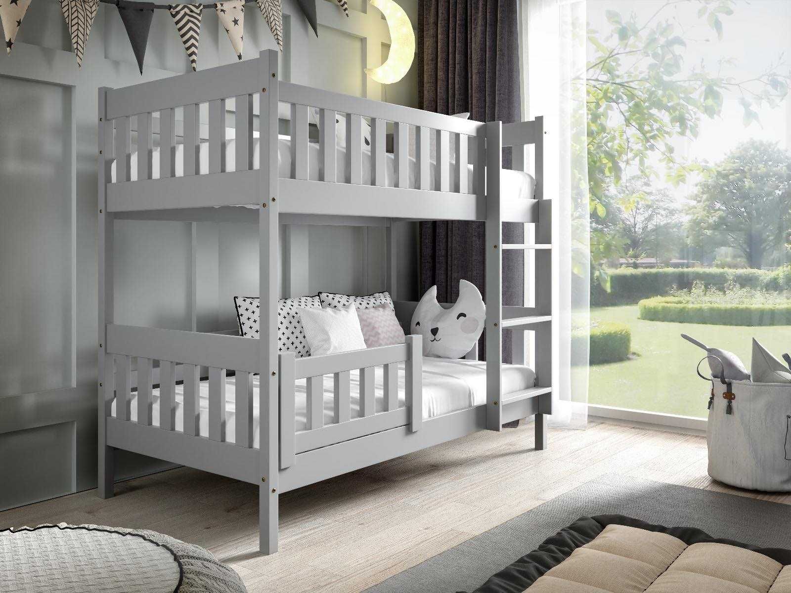 Drewniane łóżko piętrowe dla dzieci LILA + materace