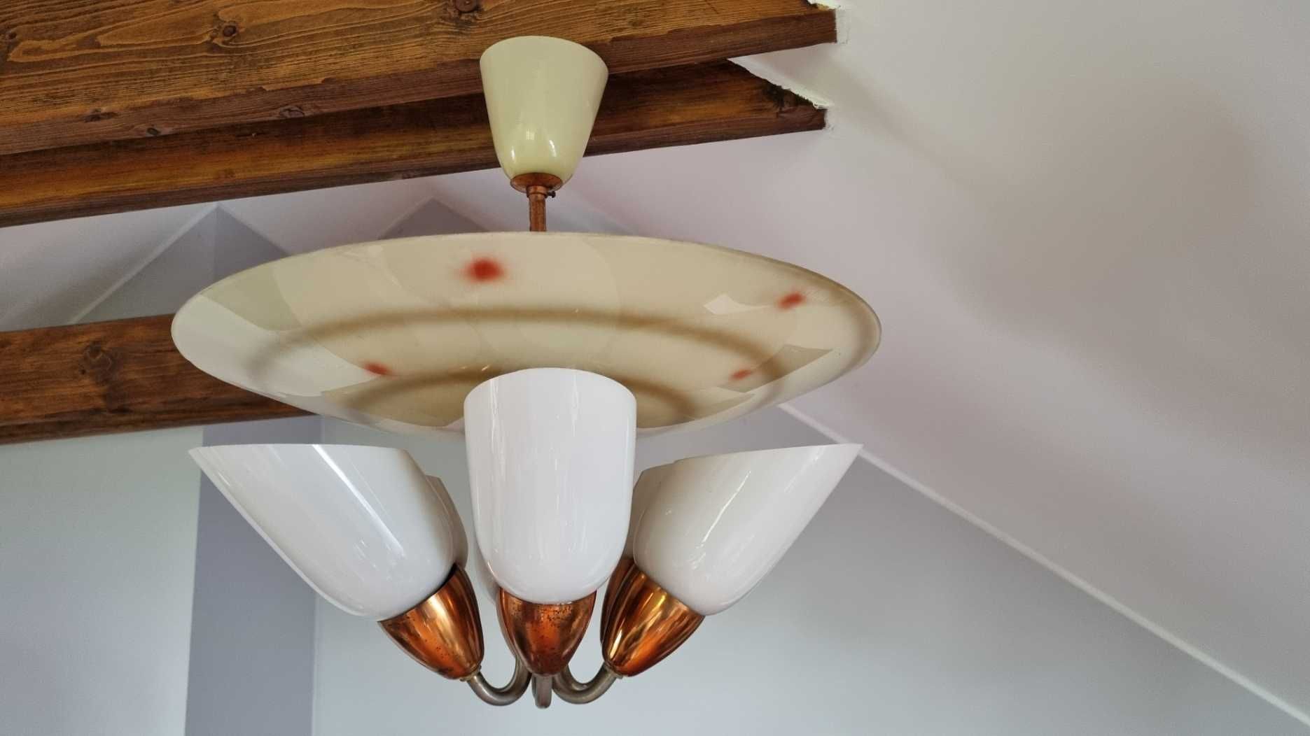 Lampa żyrandol Mid Century Design 6 ramienny Czechosłowacja Napako PRL