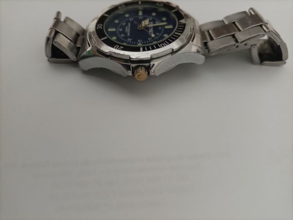 Relógio Tecnet homem 4 cm com escala em preto e mostrador azul de quar