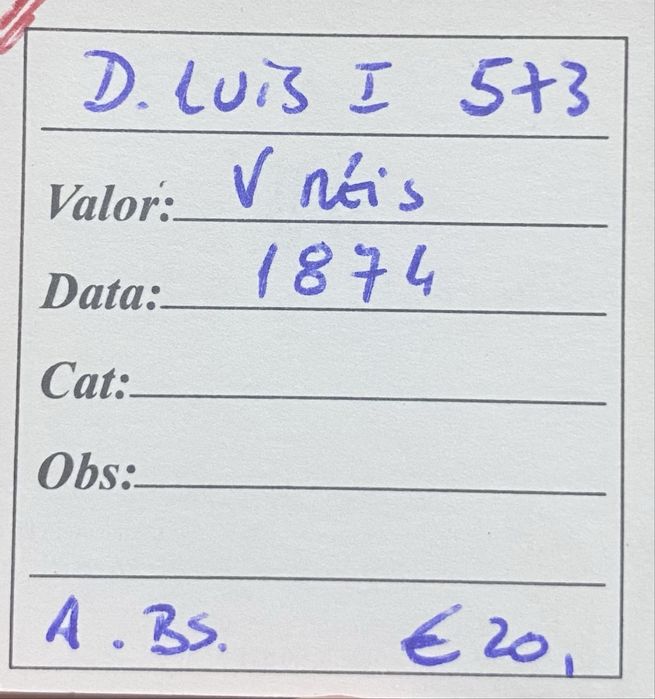 Moeda D LUIS I - V Reis 1874