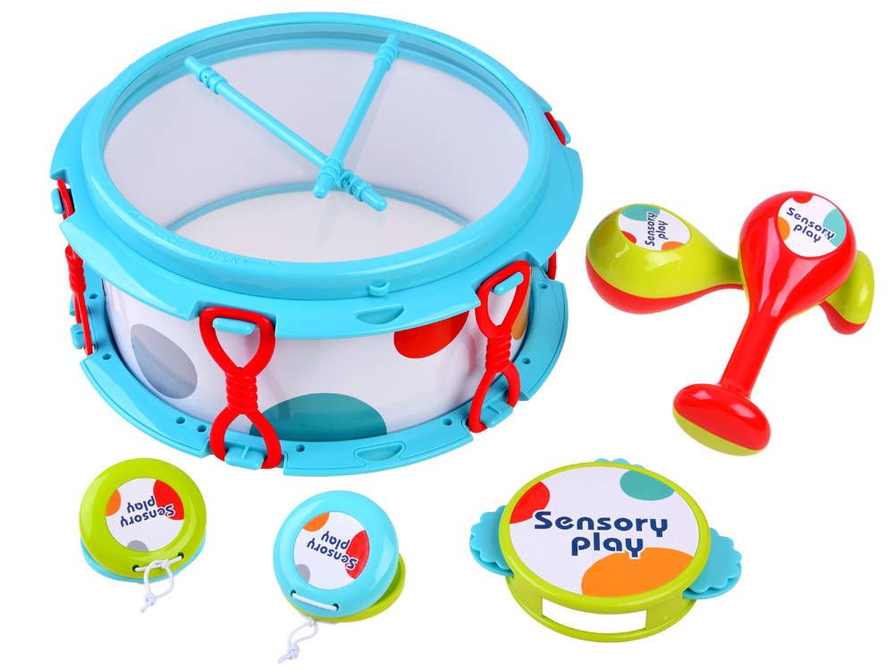 Zabawka Muzyczna Instrument Dla Dzieci Zestaw Bębenek Marakasy Prezent