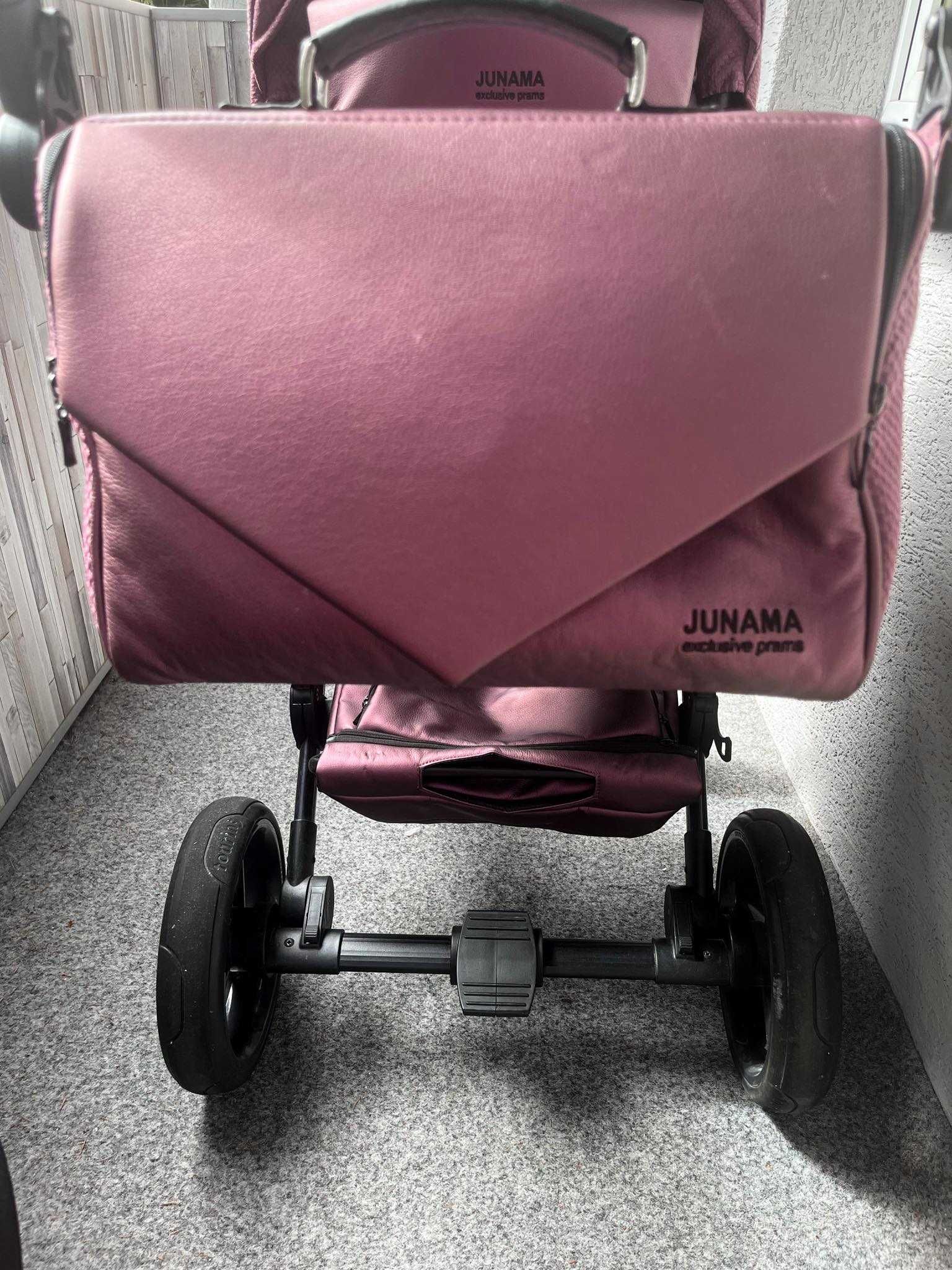 Wózek 3w1 Junama Diamond, dobry stan, widoczne ślady użytkowania.