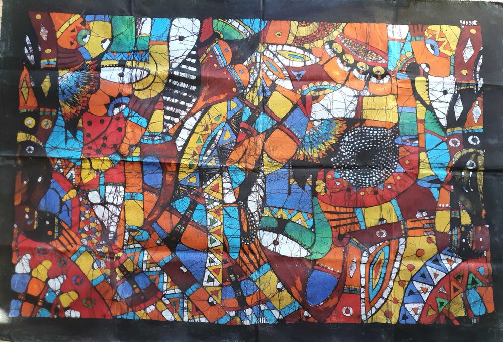 Batique Moçambicano - Tela Tecido Quadros Pintado Mao - Arte Africana