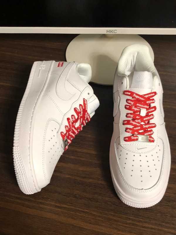 AF1\Powietrze*airDamskieNikeForce1SupremeWhite UnisexTrampki Rozm.40.5