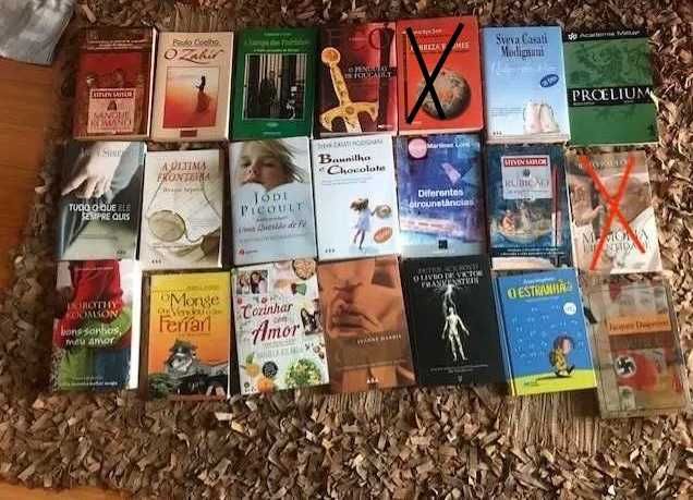 Livros de diferentes géneros literários