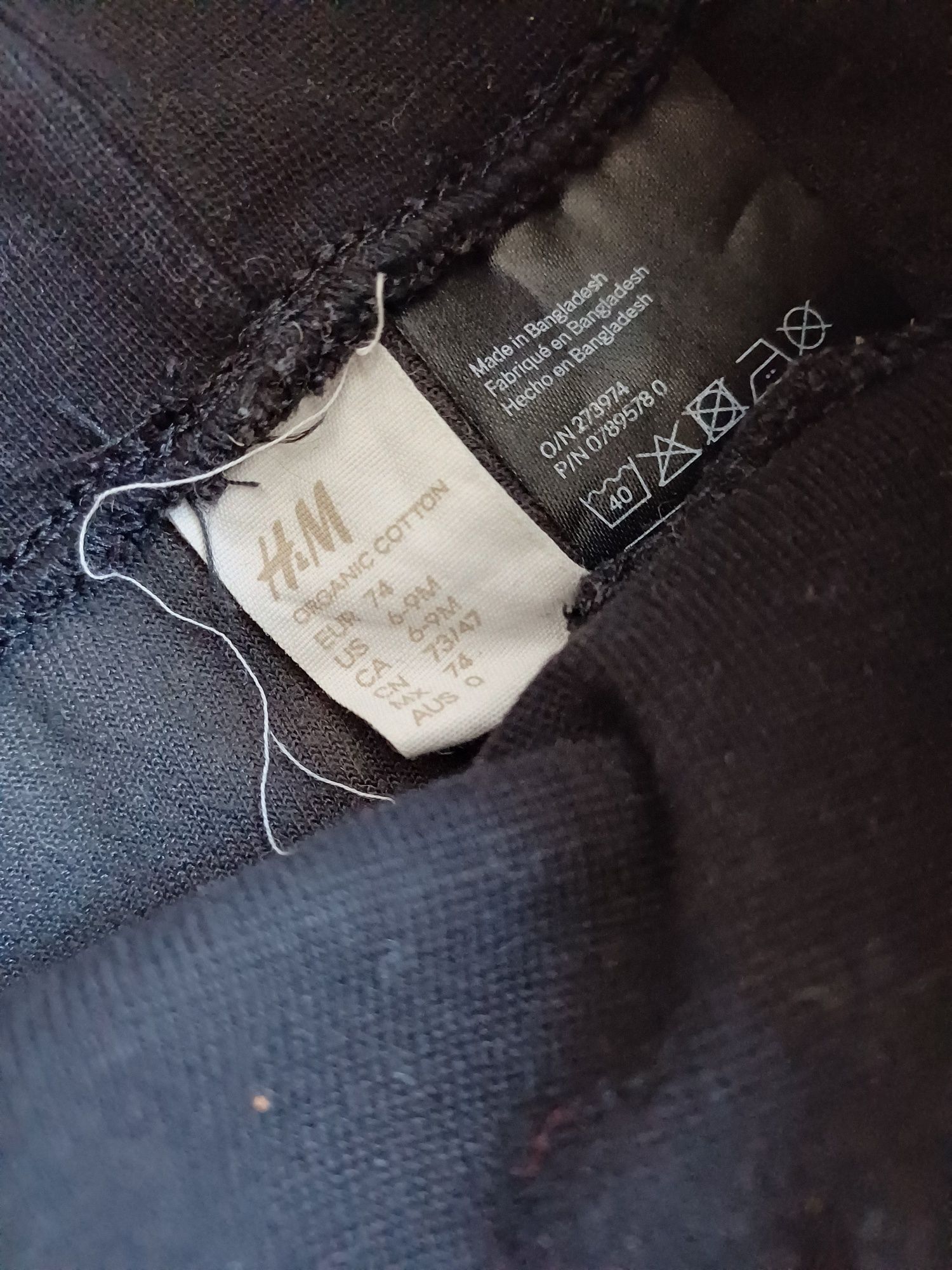 Spodnie chrzest welur czarne chłopiec 74 H&M