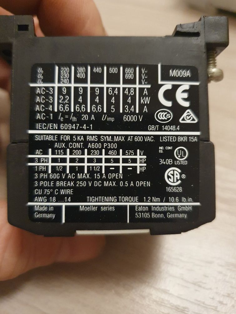 Stycznik mocy EATON model DIL EM 10 XTMC 9 A 10