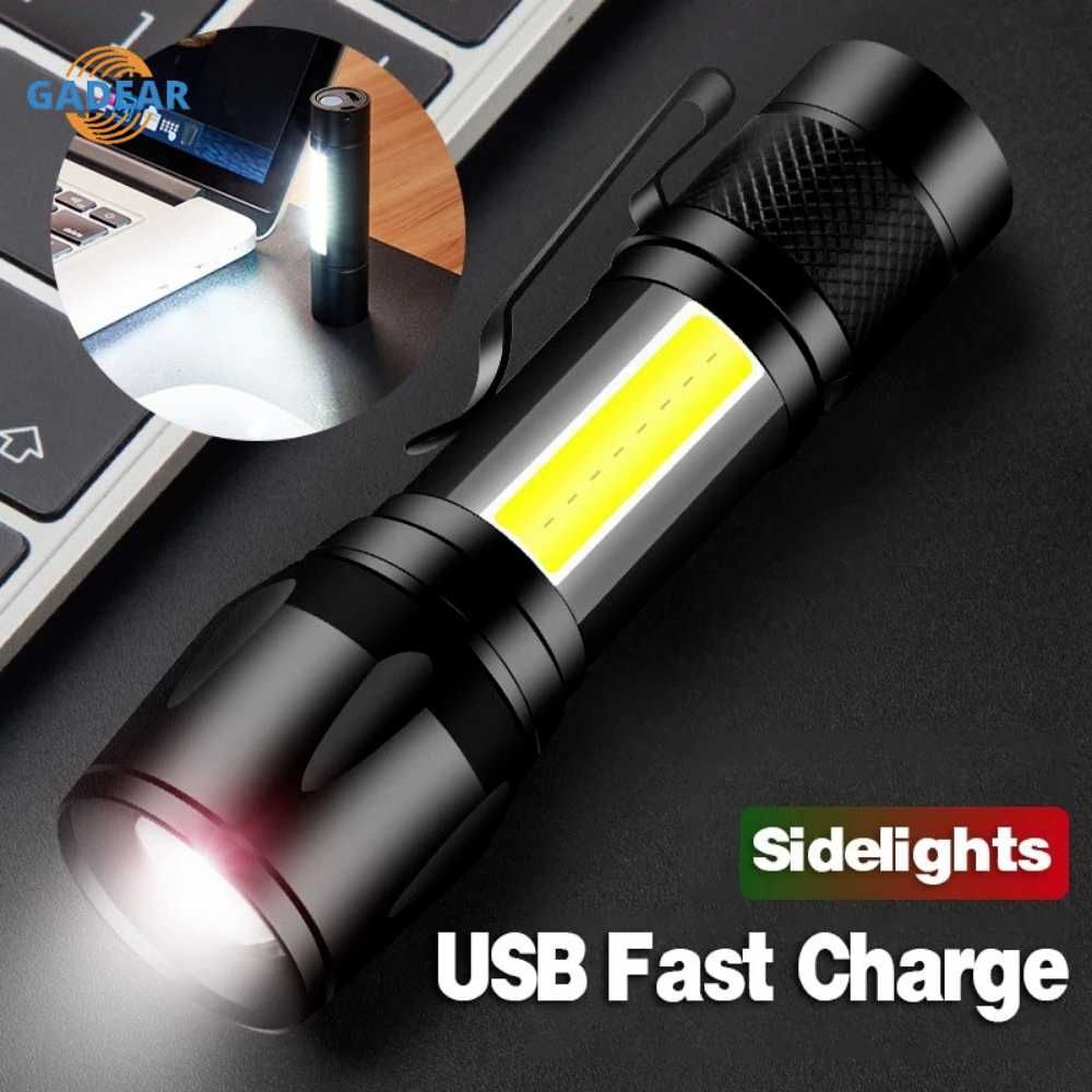 Тактический фонарик аккумуляторный + USB зарядка Zoom влагозащищен