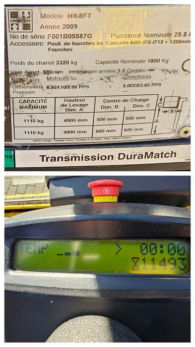 Wózek widłowy HYSTER H1.8FT TRIPLEX 4sekcje Przesuw pozycjoner LPG4.9m