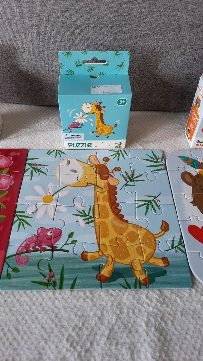 Czuczu mini puzzle Niedźwiadki, Pepco 2x puzzle Żyrafa i Kotek