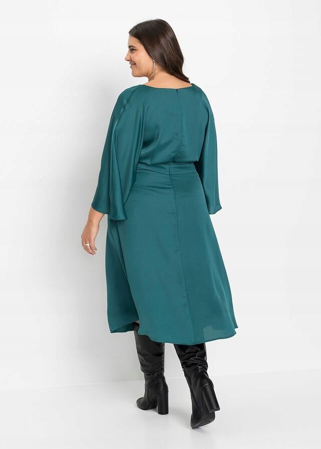 B.P.C sukienka midi satynowa zielona r.44