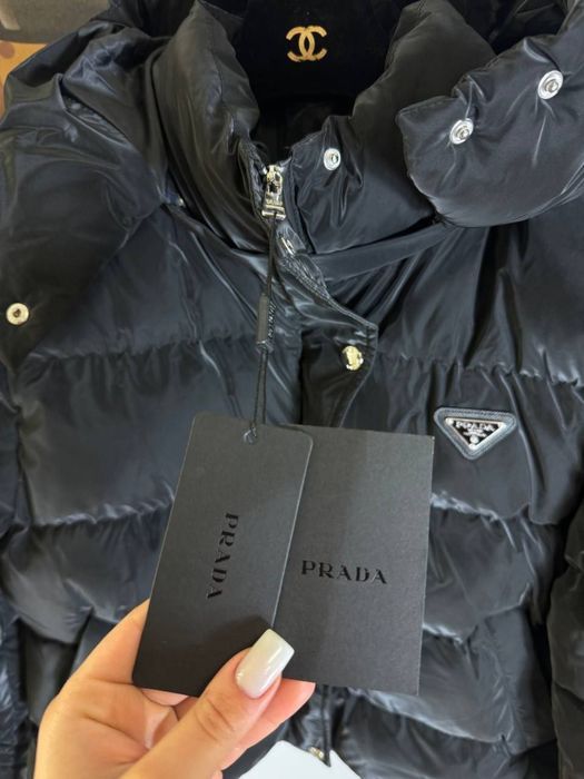 Куртка на зиму PRADA Женский короткий черный Пуховик эко пух премиум