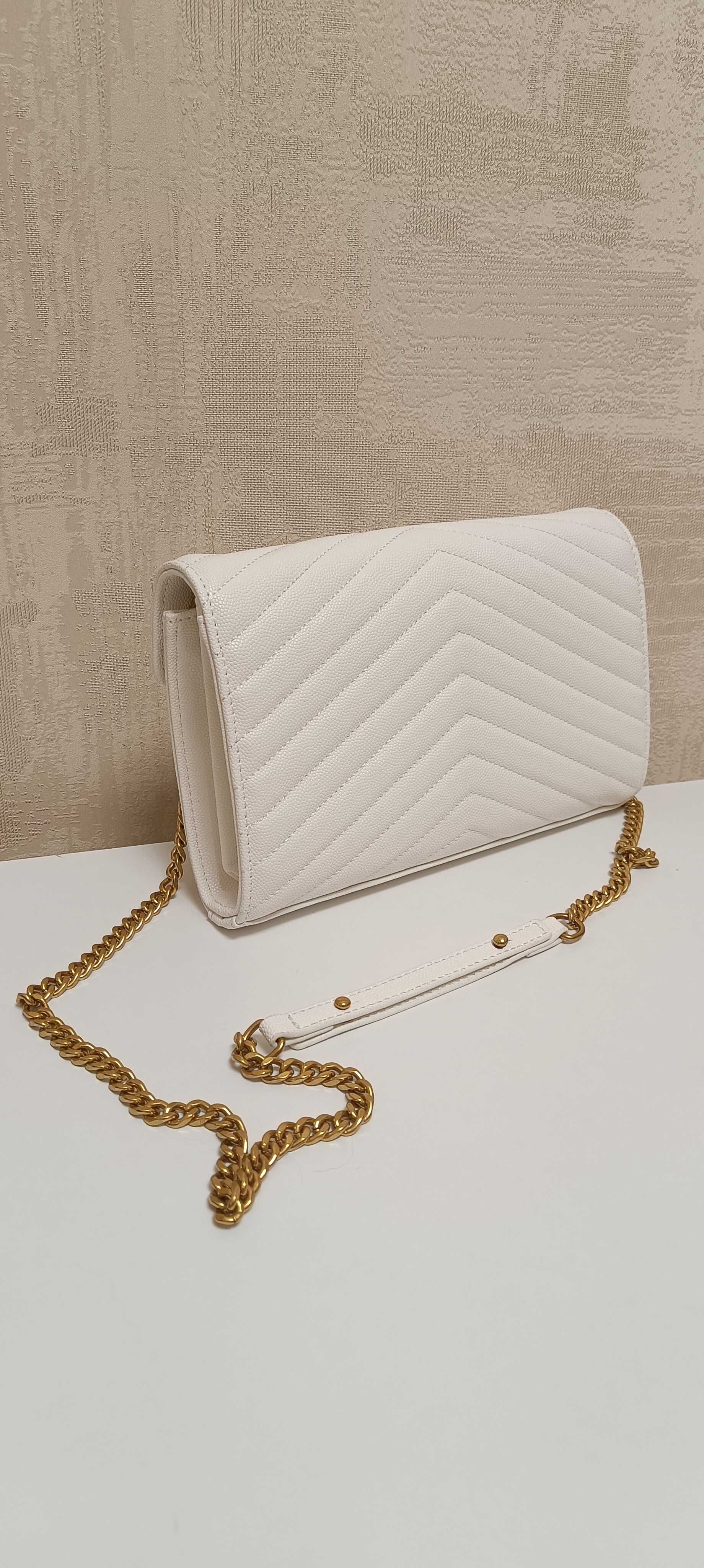Клатч YSL сумка Сен Лоран белая
