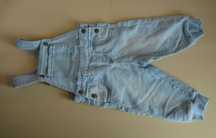 spodnie jeansowe ogrodniczki niebieskie błękitne  74 cm 6 - 9 miesięcy