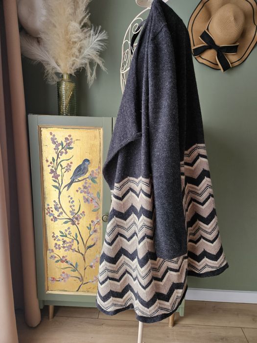 Jesienno zimowy kardigan damski welniany 100% Wełna Merino L/XL