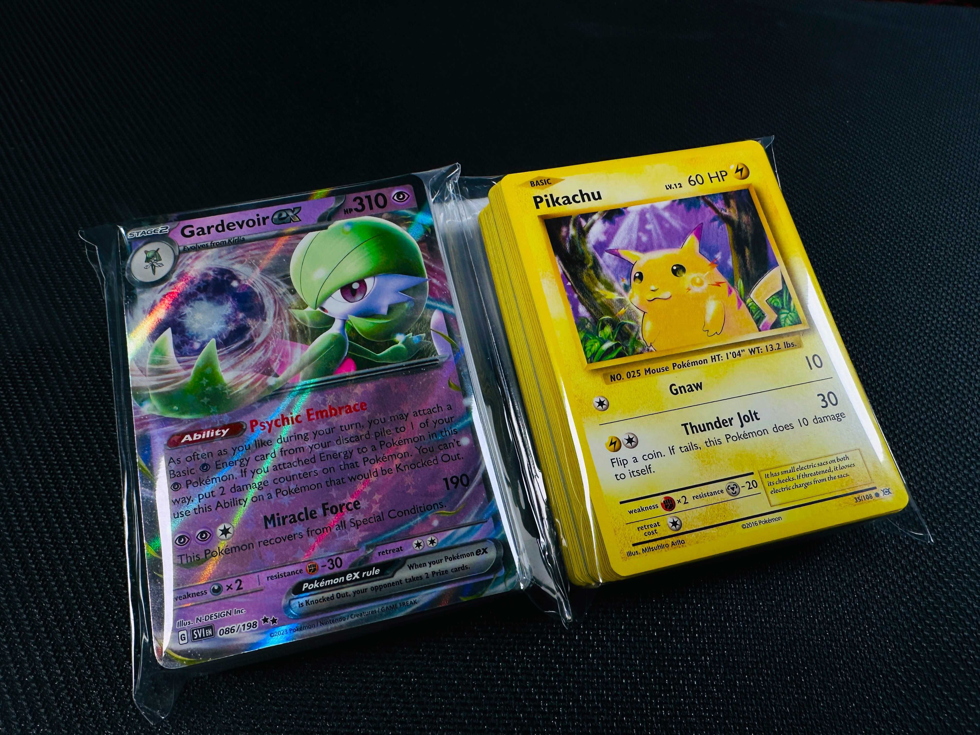 [100x] Oryginalnych Kart Pokemon - z Pikachu i Świecącymi - Na Prezent