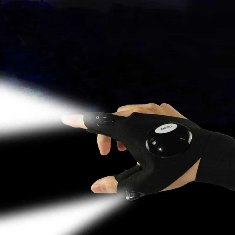 Перчатки фонарь со светодиодом на 2 пальца руки на батарейке