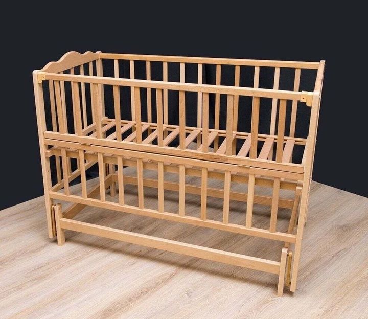 Ліжко гойдалка колиска коричневого винного кольору 120/70 матрас