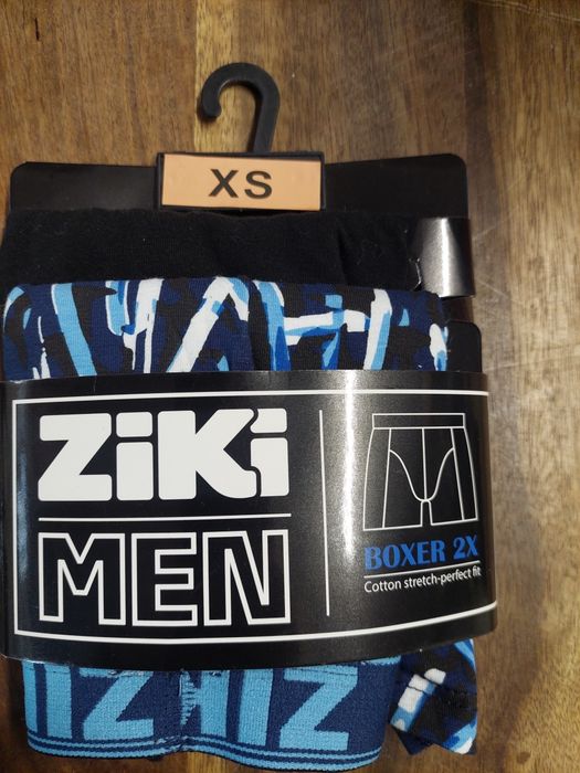 Ziki Men 2 pak bokserek męskich czarne i Niebieski wzór. Rozmiar XS