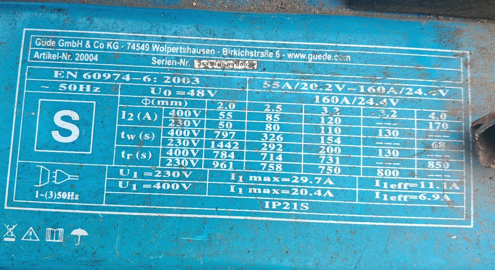 Spawarka transformatorowa Gude GE 185 F 230V/400V