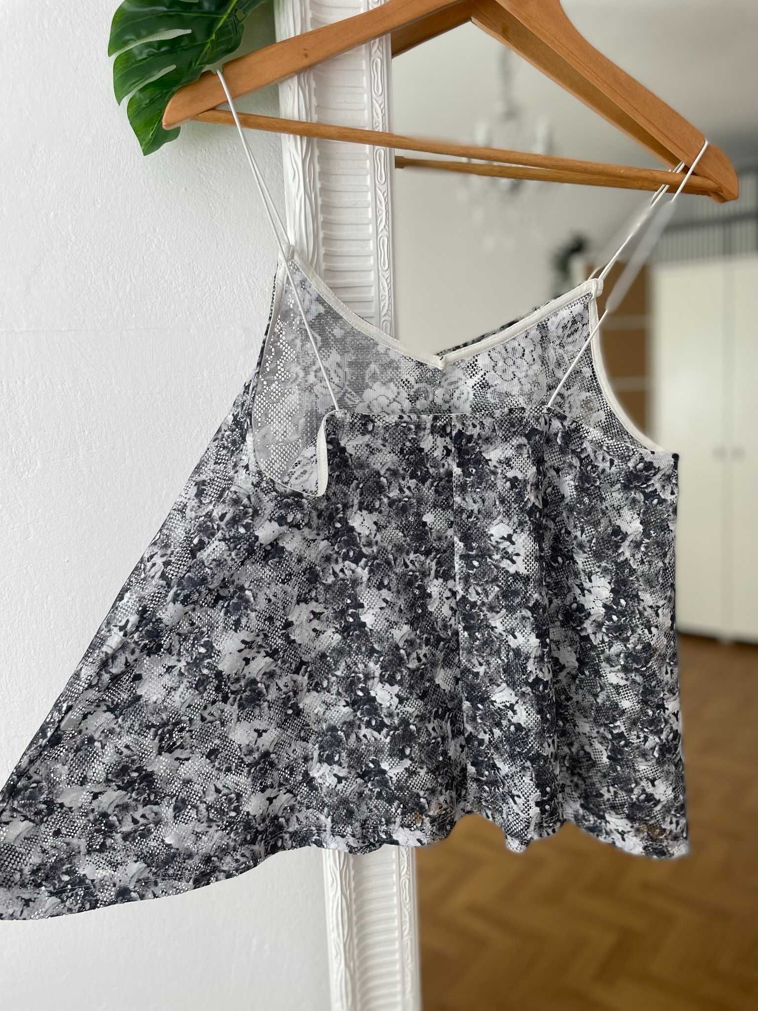 Asos top szary biały koronkowy na ramiączkach boho letni y2k M 38