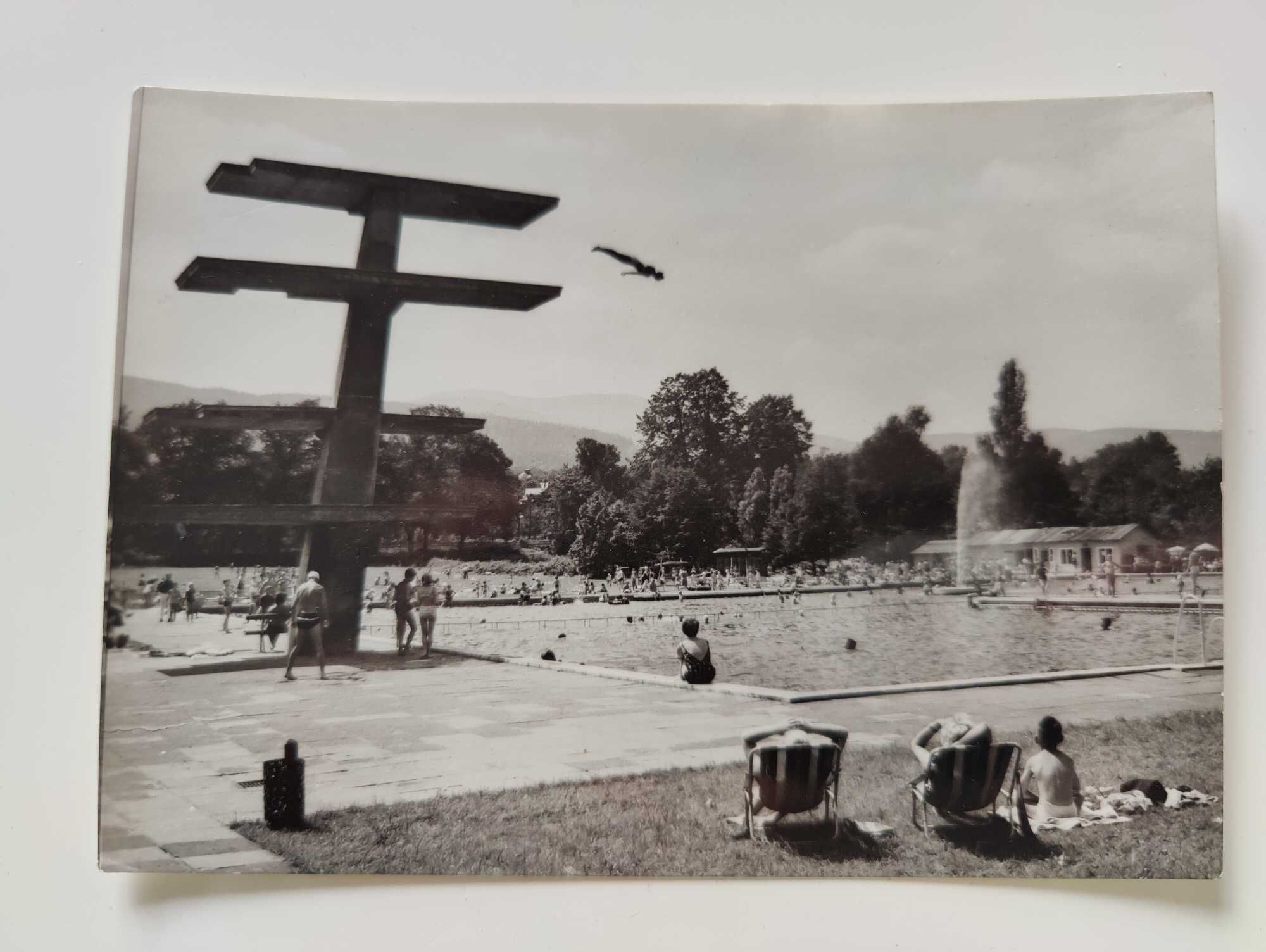 Stara pocztówka Bielsko-Biała basen Mikuszowice Śląskie lata 60