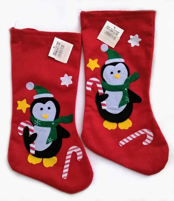 Skarpeta świąteczna na prezent, 2 szt. filc 41 x 22 cm Boże Narodzenie