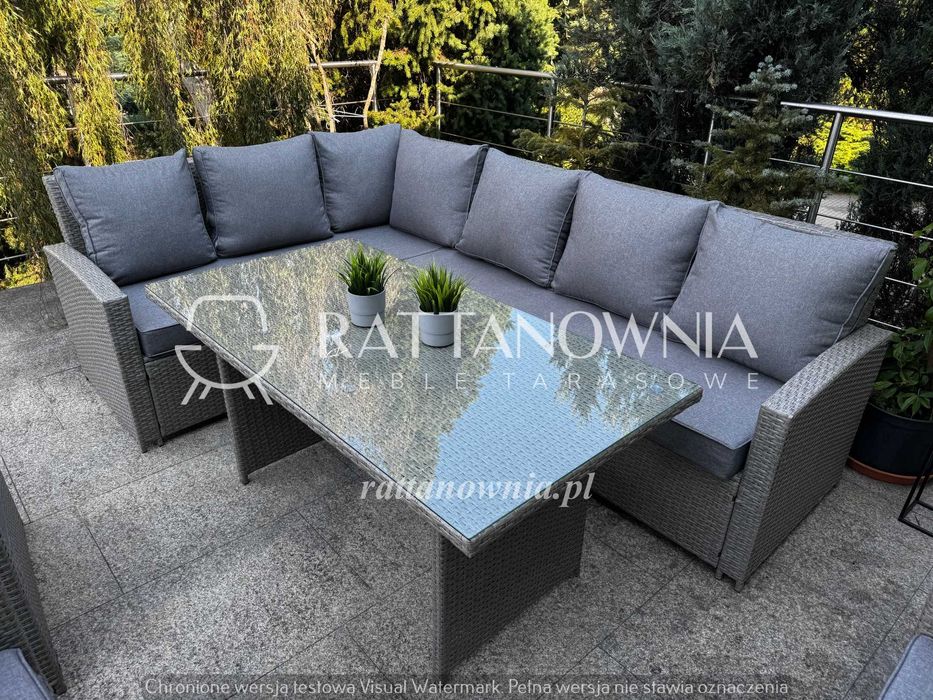 Narożnik Ogrodowy Zestaw Mebli Ogrodowych Tarasowych 3 Fotele Premium