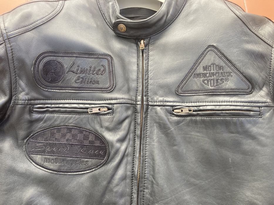 Casaco de Moto em Pele com protecções