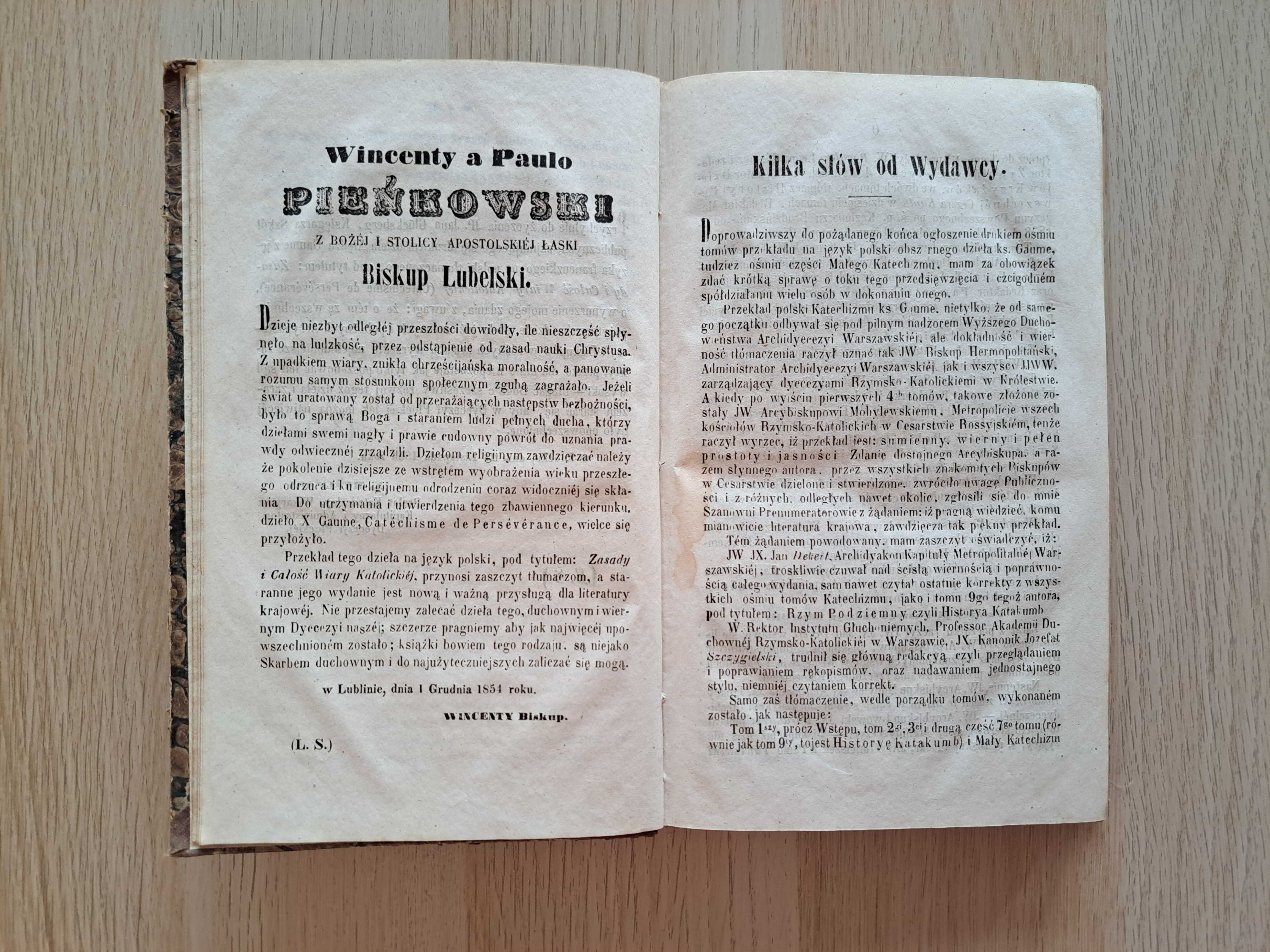 1855 rok. Zasady i Całość Wiary Katolickiej. Tom VIII