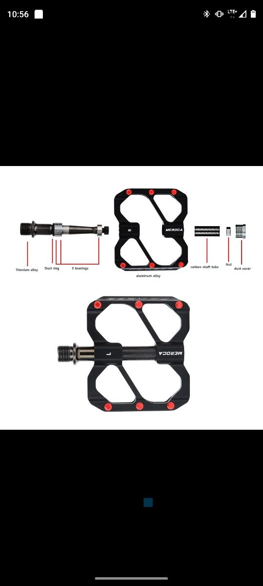 Pedały rowerowe MTB trekking 3 łożyska carbon wykręcane piny Polecam