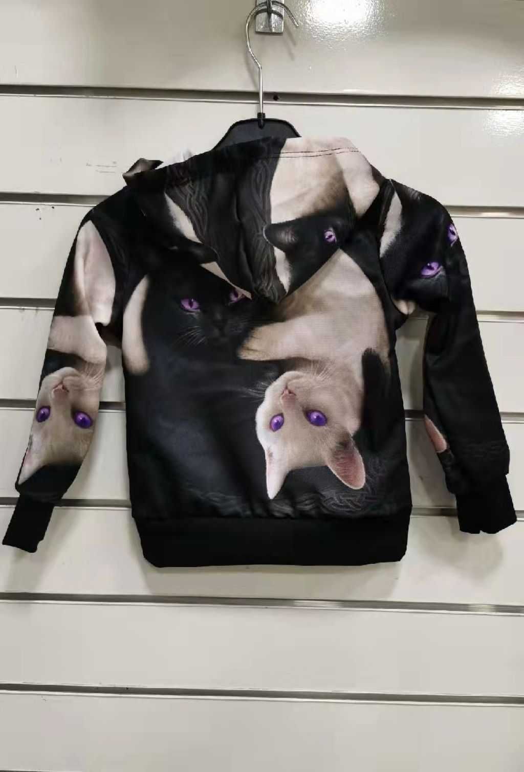 bluza dla chłopca z kapturem z nadrukiem 3D kotki