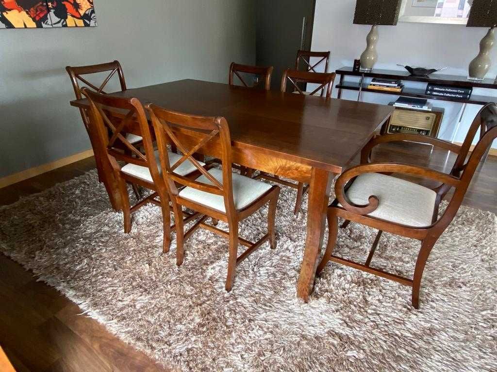 Conjunto de mesa de sala de jantar com 8 cadeiras