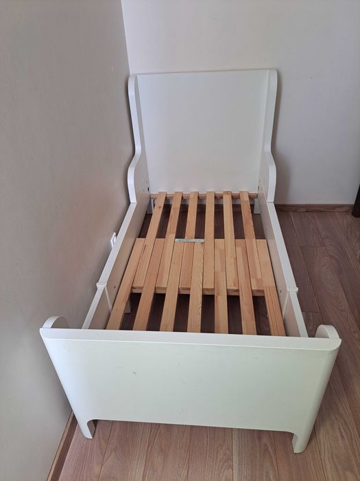 Łóżko ikea busunge, z materacem, 3 długości, rozsuwana rama.