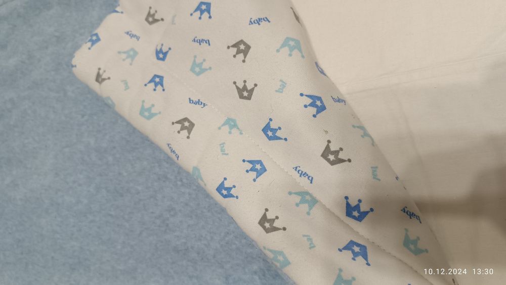 Ковдра з бантом на виписку з пологового, конверт демісезонний блакитни