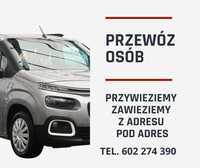 Przewóz osób. Transport. Lotnisko i inne wyjazdy, przewóz przesyłek.