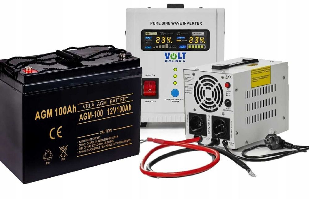 Інвертор Volt Polska 800W + Акумулятор 100Ah 2в1 ДЖБ ИБП Безперебойник