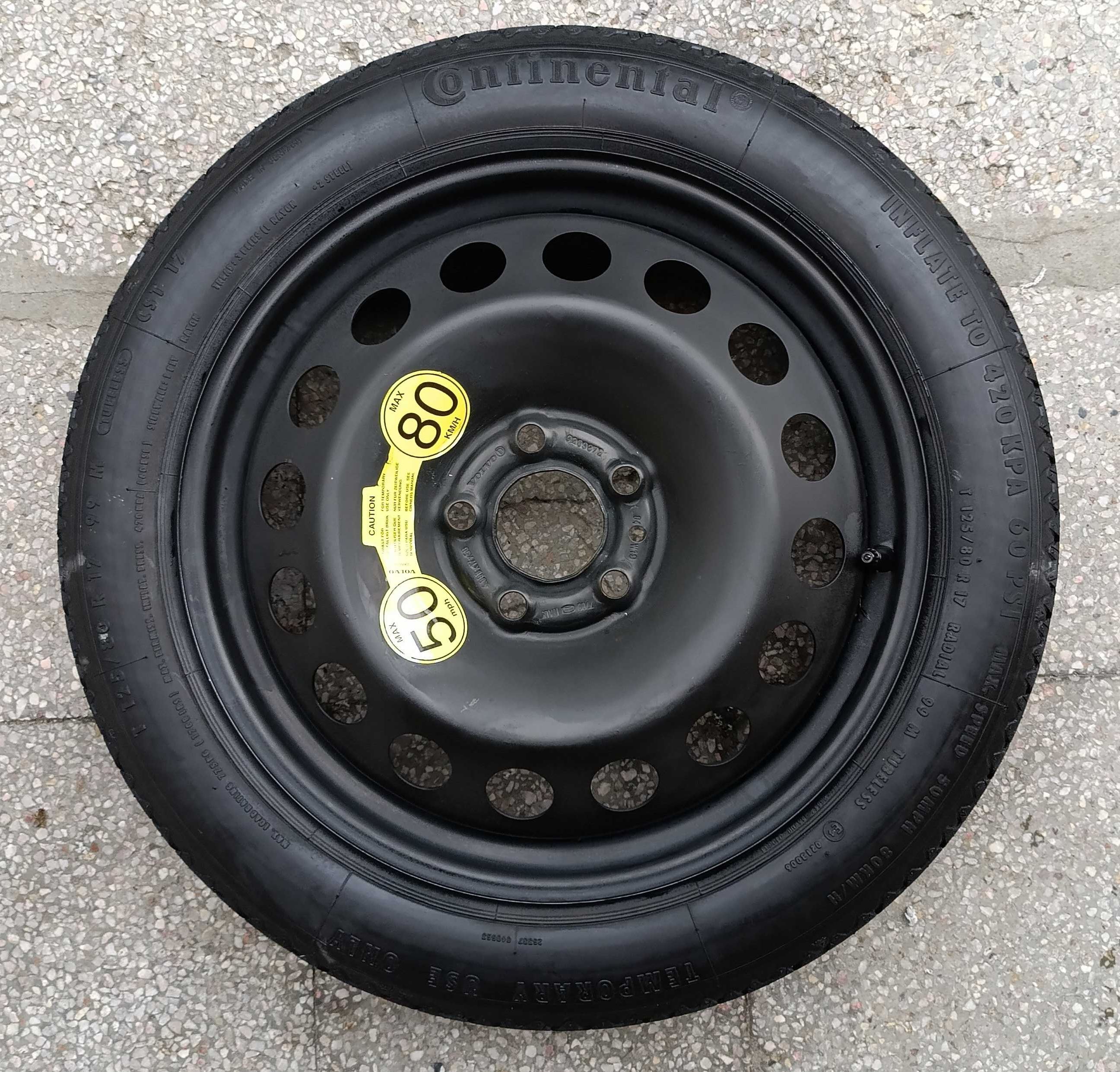 Volvo Koło Zapasowe Dojazdowe 17" 5x108 125/80 R17 Oryginał